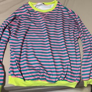 SHEIN Pink and Green Striped Top